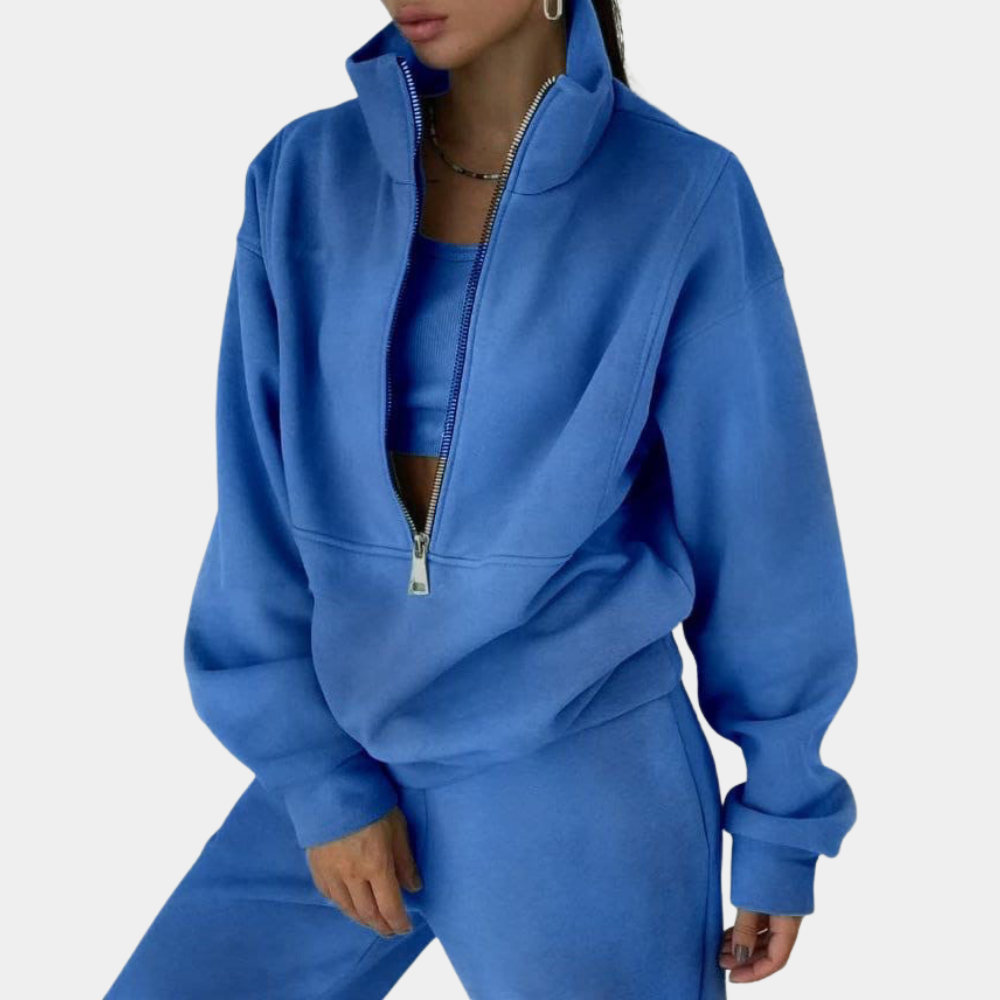 Ensemble pour femme composé d’un sweat-shirt oversize à demi-zip et d’un pantalon de jogging