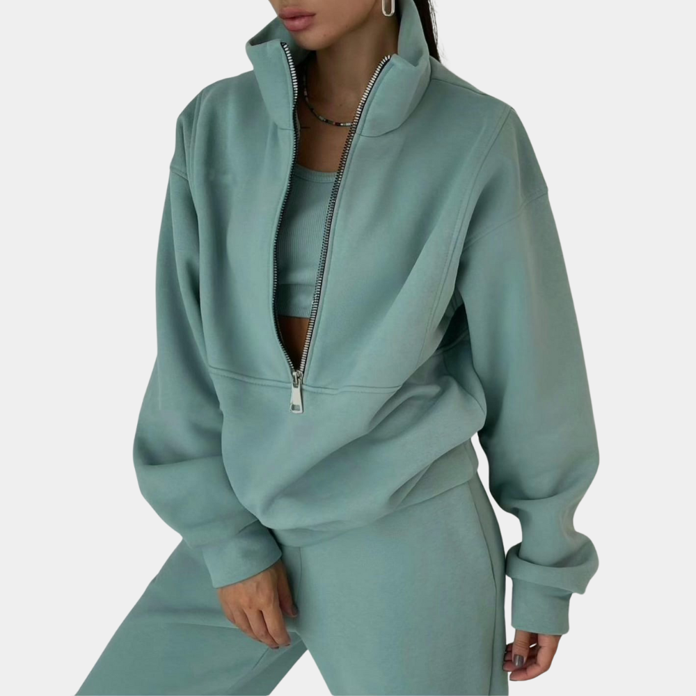 Ensemble pour femme composé d’un sweat-shirt oversize à demi-zip et d’un pantalon de jogging