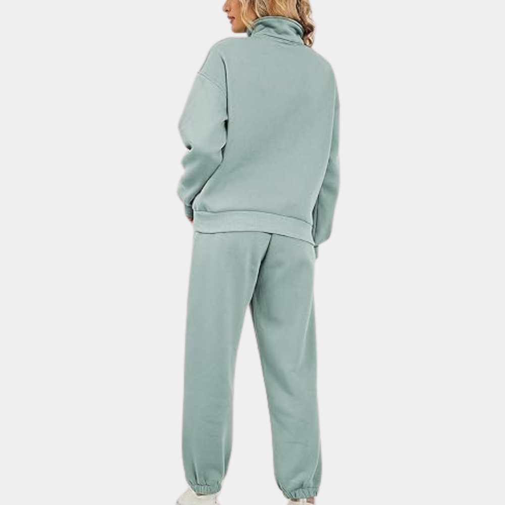 Ensemble pour femme composé d’un sweat-shirt oversize à demi-zip et d’un pantalon de jogging