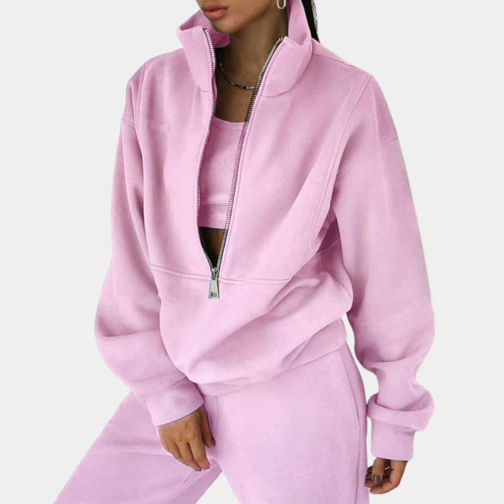 Ensemble pour femme composé d’un sweat-shirt oversize à demi-zip et d’un pantalon de jogging
