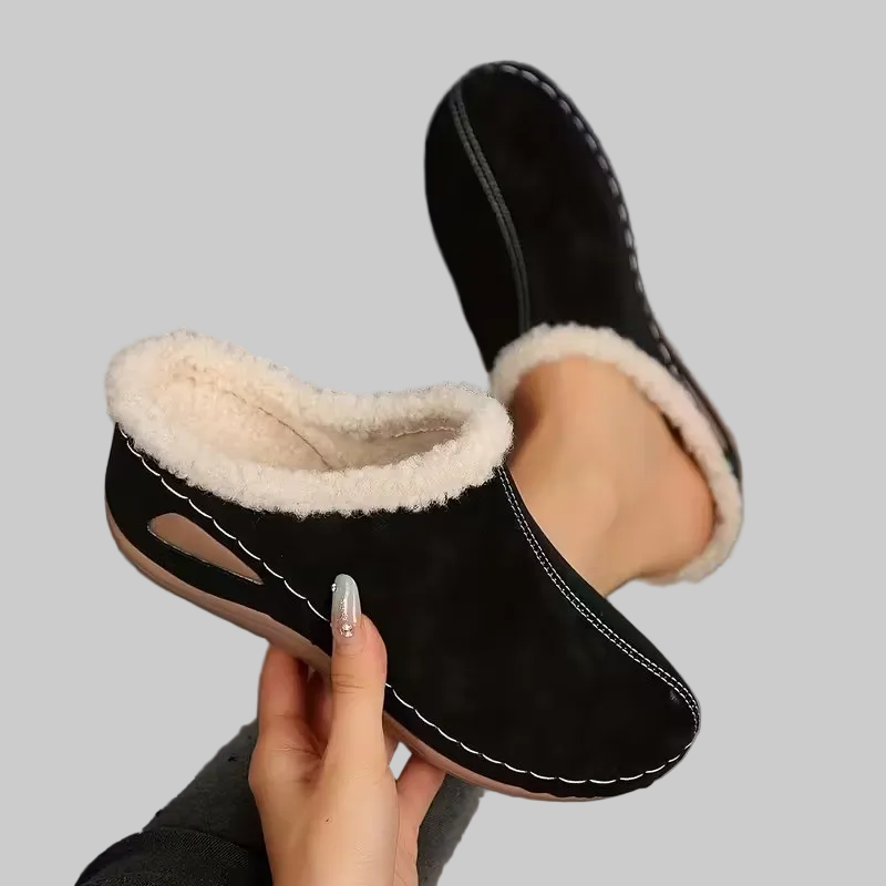 Women's Faux Suede Fleece-Lined Mule Slippers