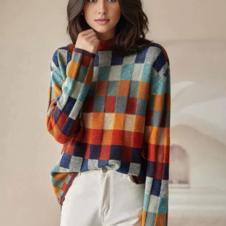 Women's Colour Block Crew Neck Jumper