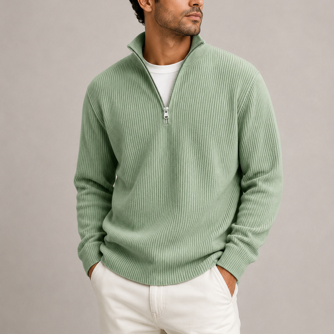 Men's Ribbed Quarter-Zip Jumper