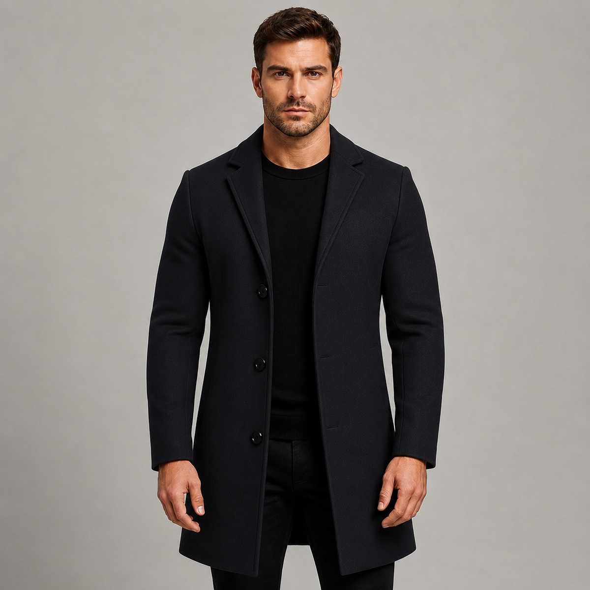 Men's Tailored Overcoat | Single-Breasted Notch Lapel