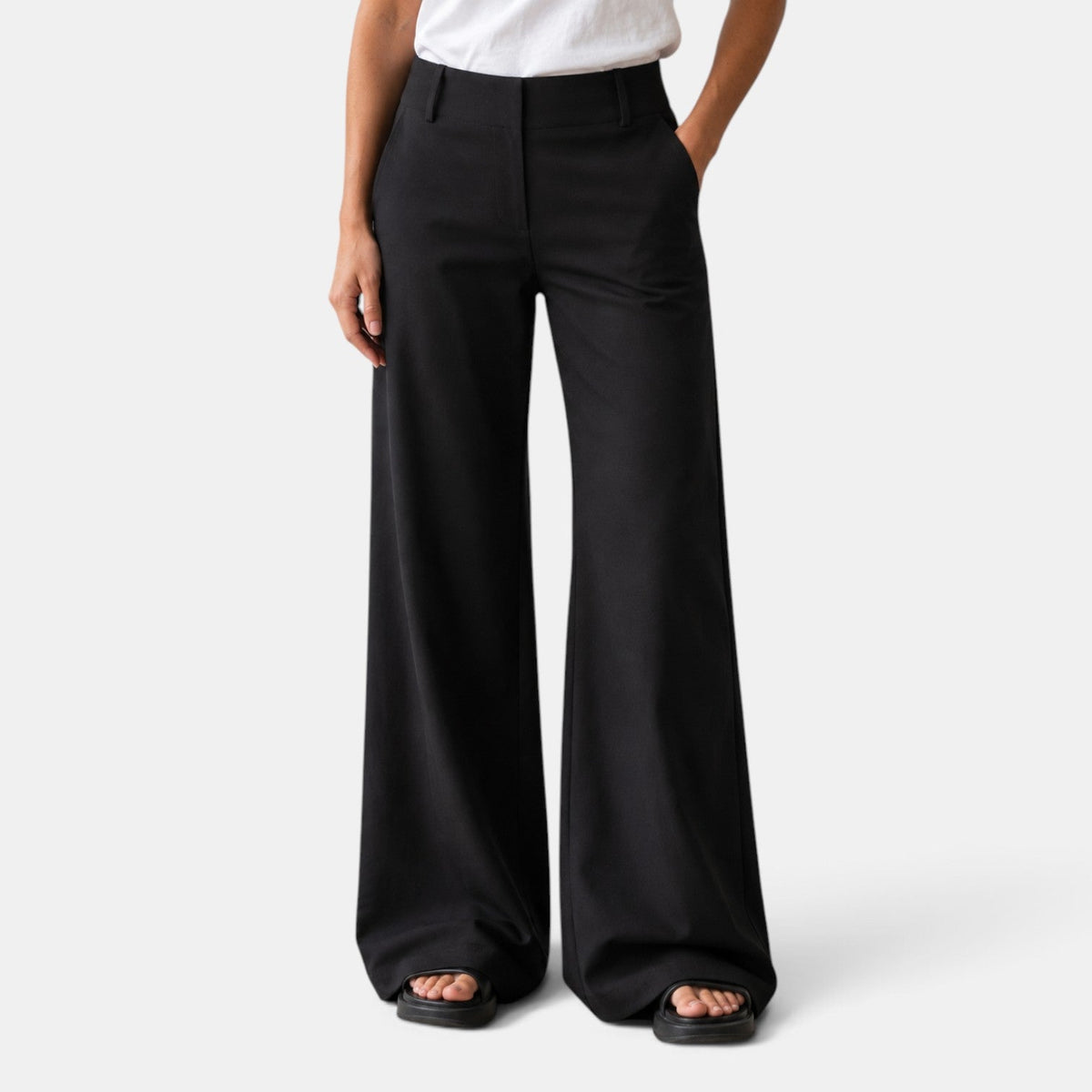 Pantalon large taille haute pour femme