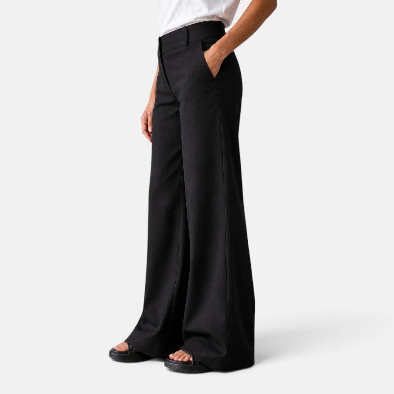 Pantalon large taille haute pour femme