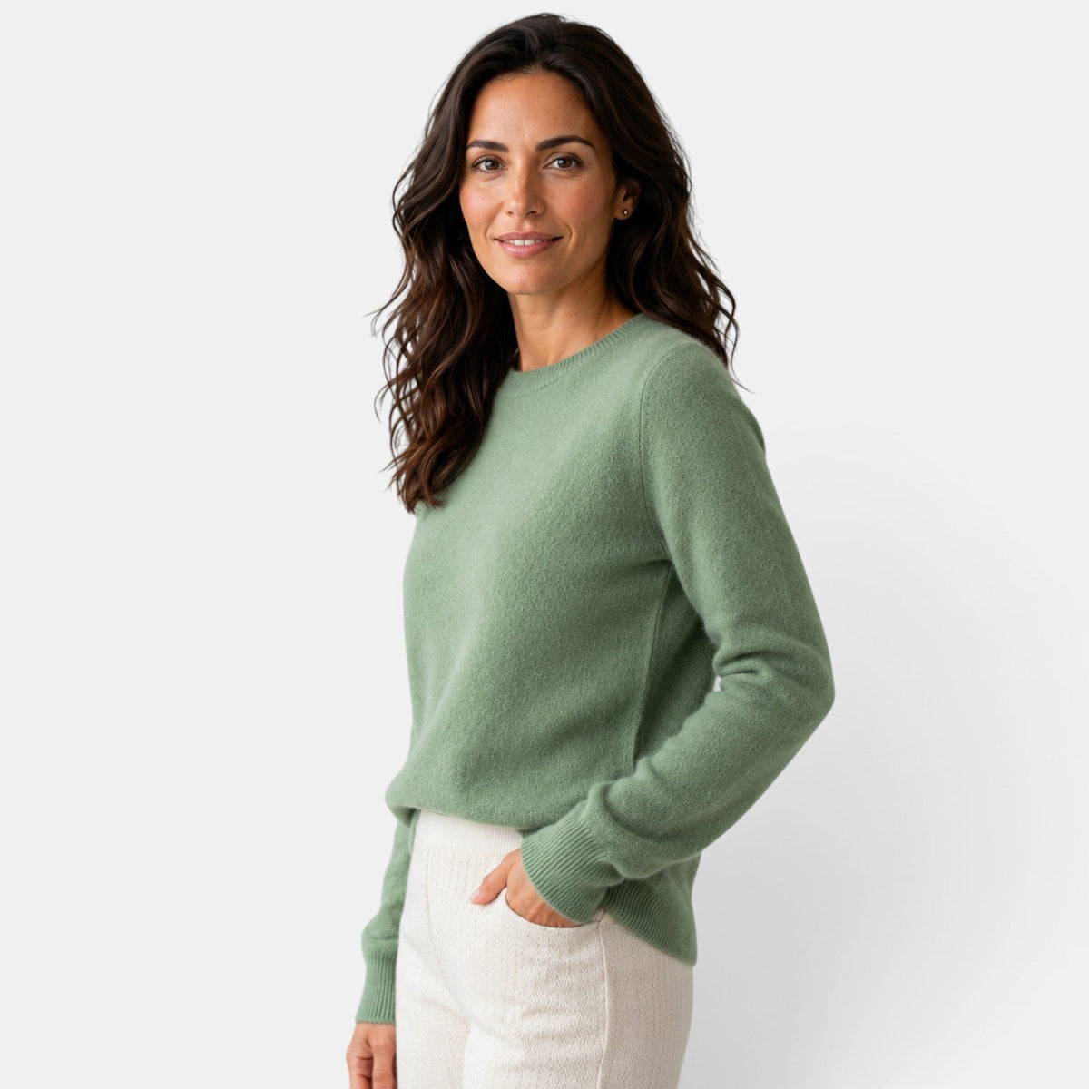 Pull doux en maille à col rond pour femme
