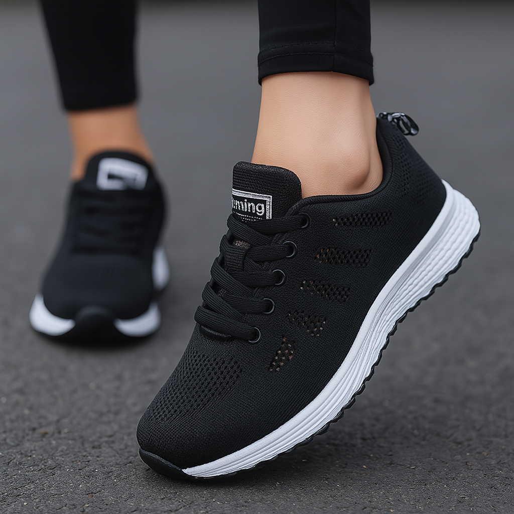 Mesh Running Trainers with Neon Lace Detail