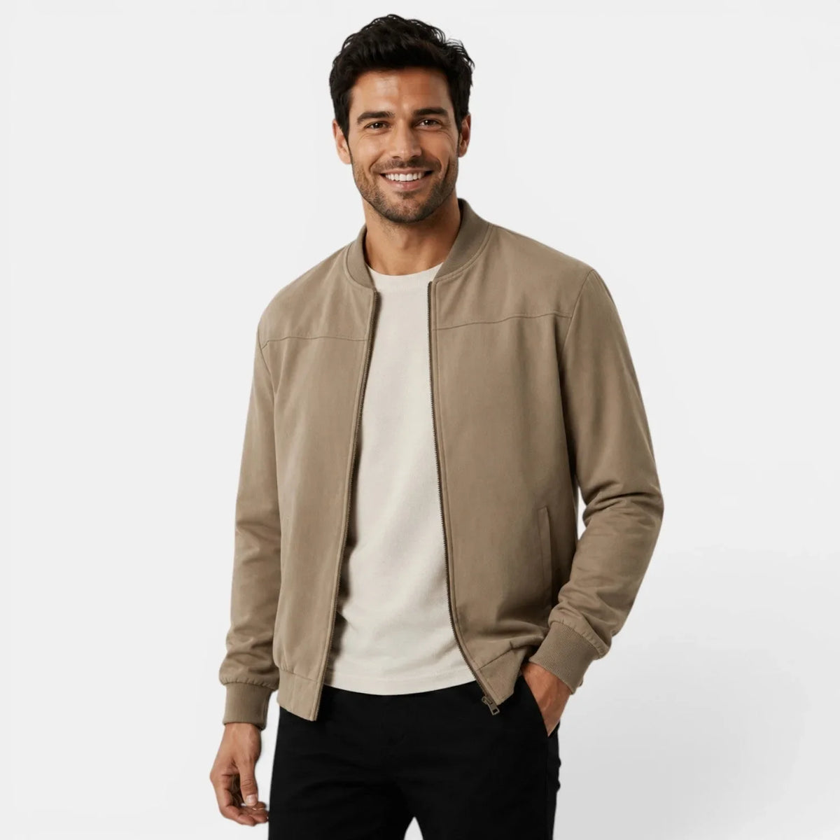 Men's Lightweight Bomber Jacket | Ribbed Casual Outerwear