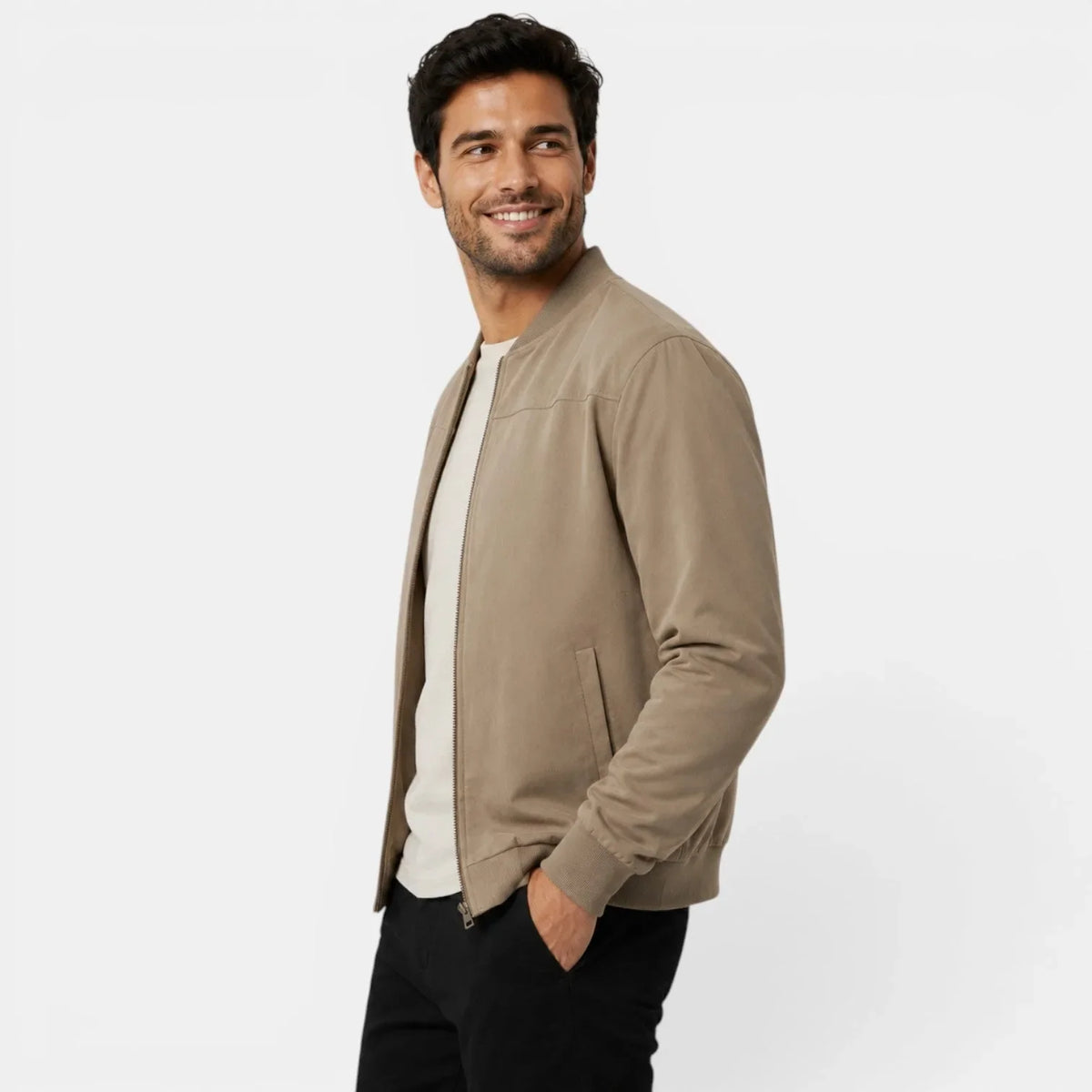 Men's Lightweight Bomber Jacket | Ribbed Casual Outerwear