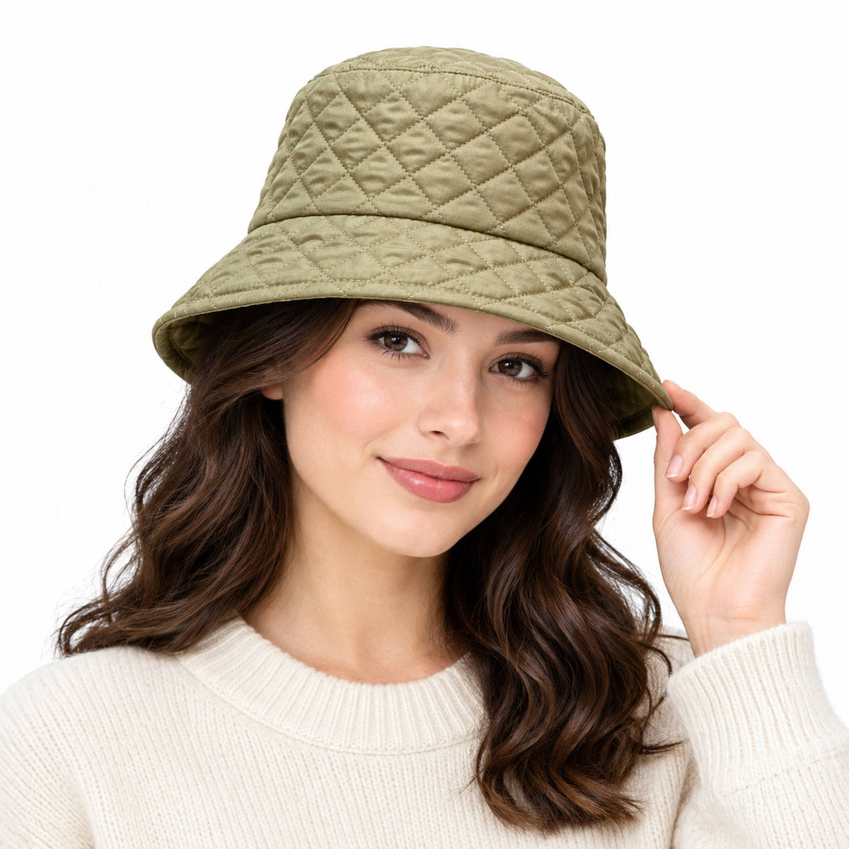 Damski pikowany kapelusz typu bucket | Lekki kapelusz zimowy