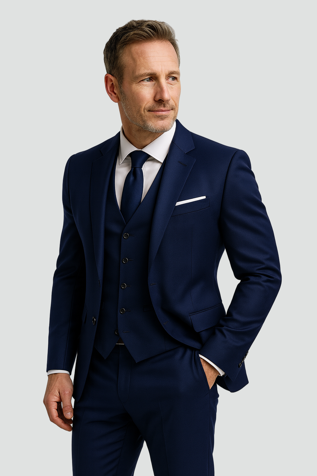 Three-Piece Slim Fit Suit with Waistcoat