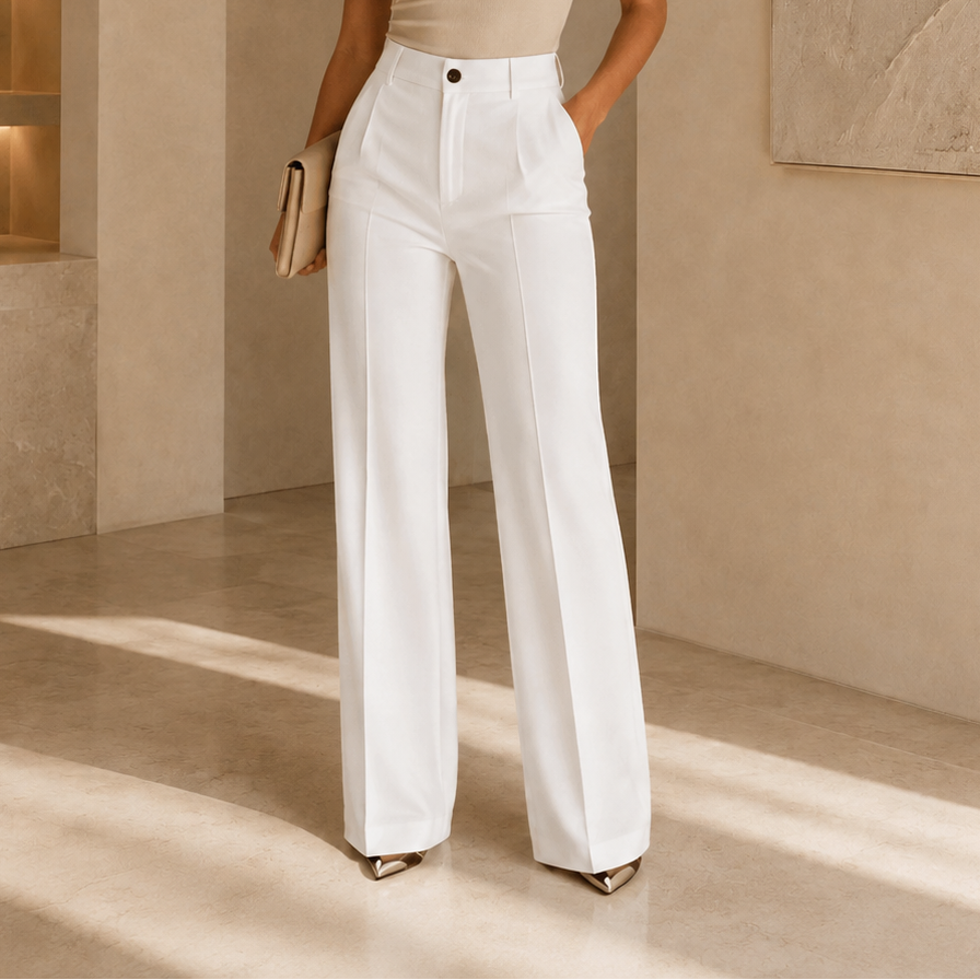 Pantalon de tailleur pour femme à taille haute et jambes larges