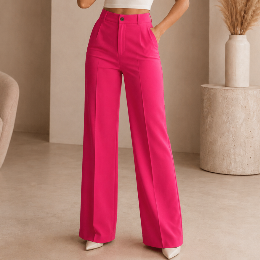Pantalon de tailleur pour femme à taille haute et jambes larges