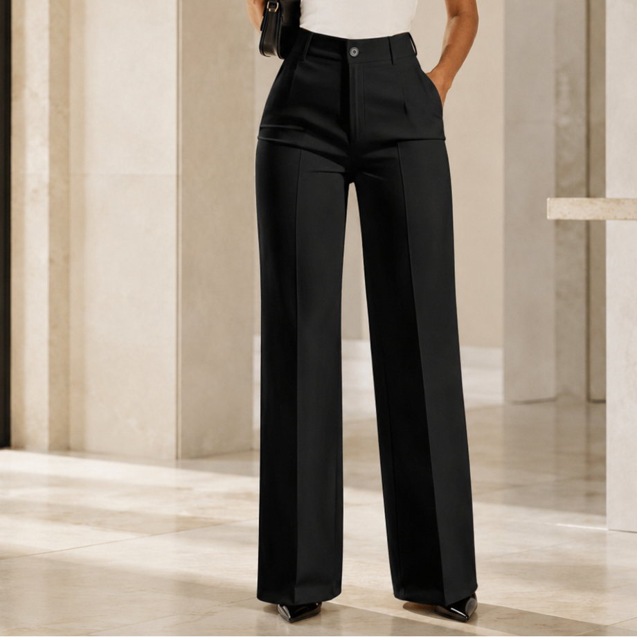 Pantalon de tailleur pour femme à taille haute et jambes larges