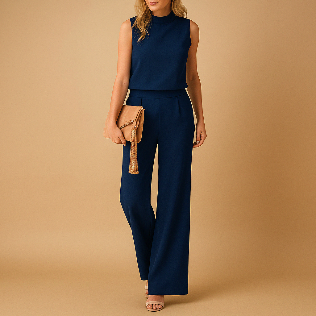 Women's Sleeveless Tailored Wide Leg Jumpsuit