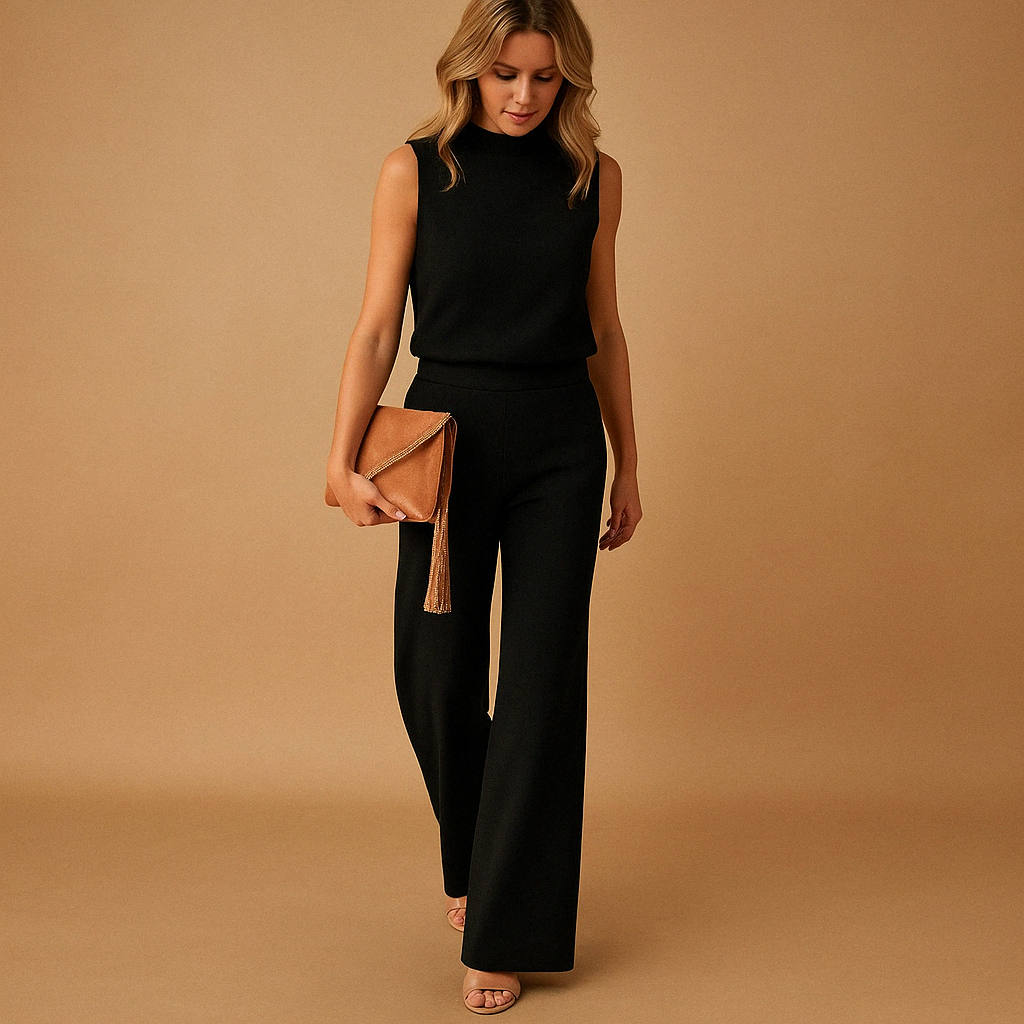 Women's Sleeveless Tailored Wide Leg Jumpsuit