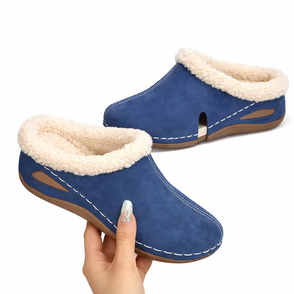 Women's Faux Suede Fleece-Lined Mule Slippers