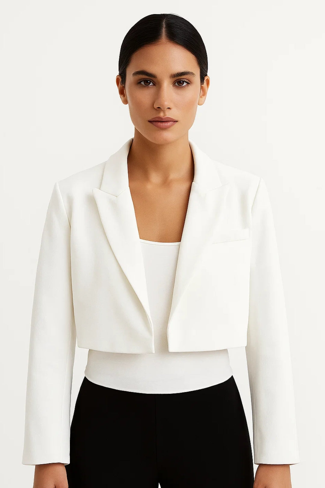Blazer court ouvert sur le devant pour femme