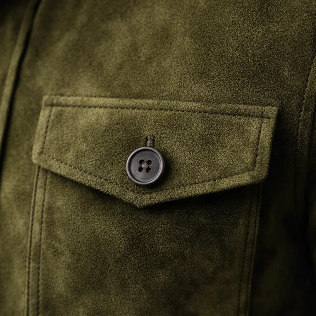 Veste homme boutonnée en imitation daim