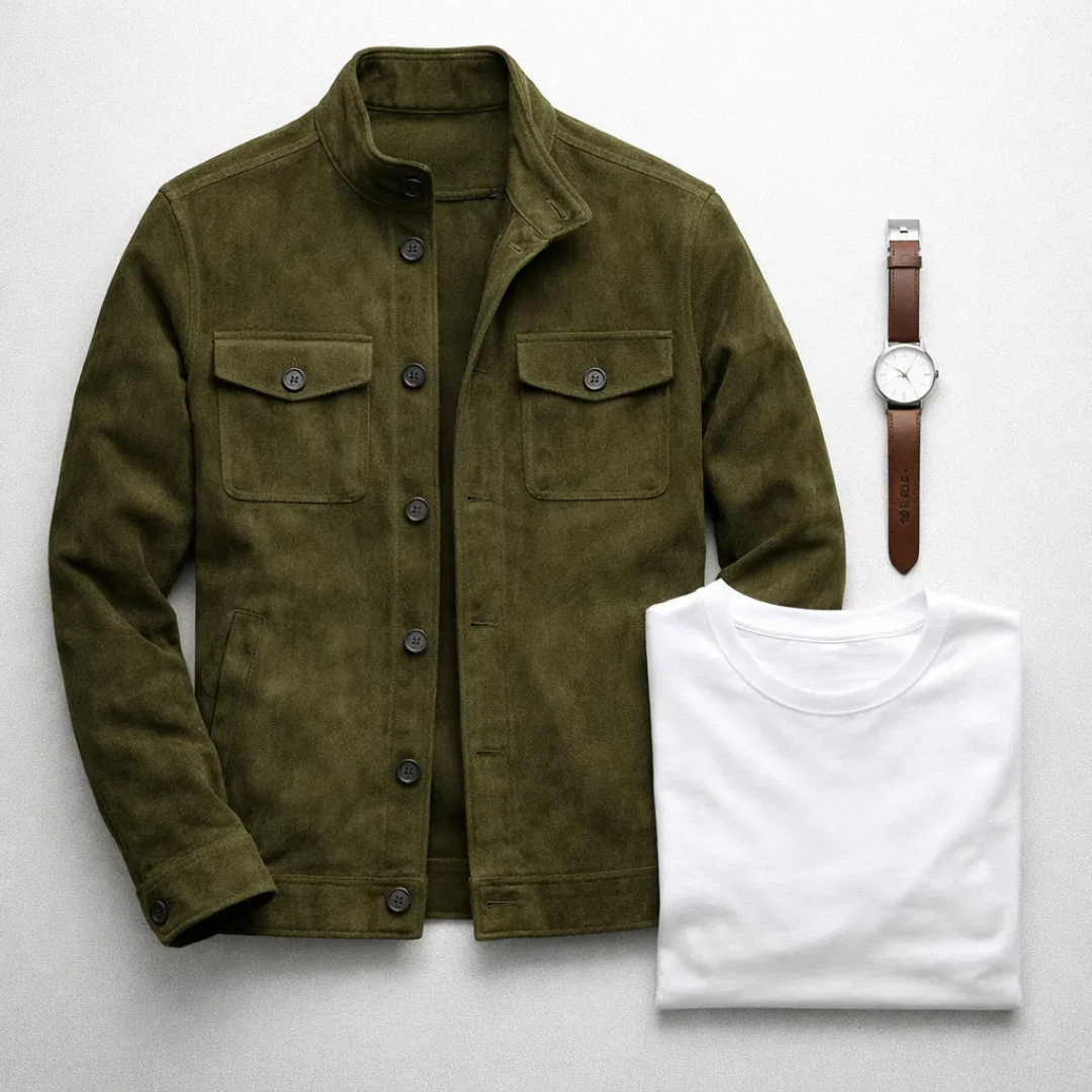 Veste homme boutonnée en imitation daim