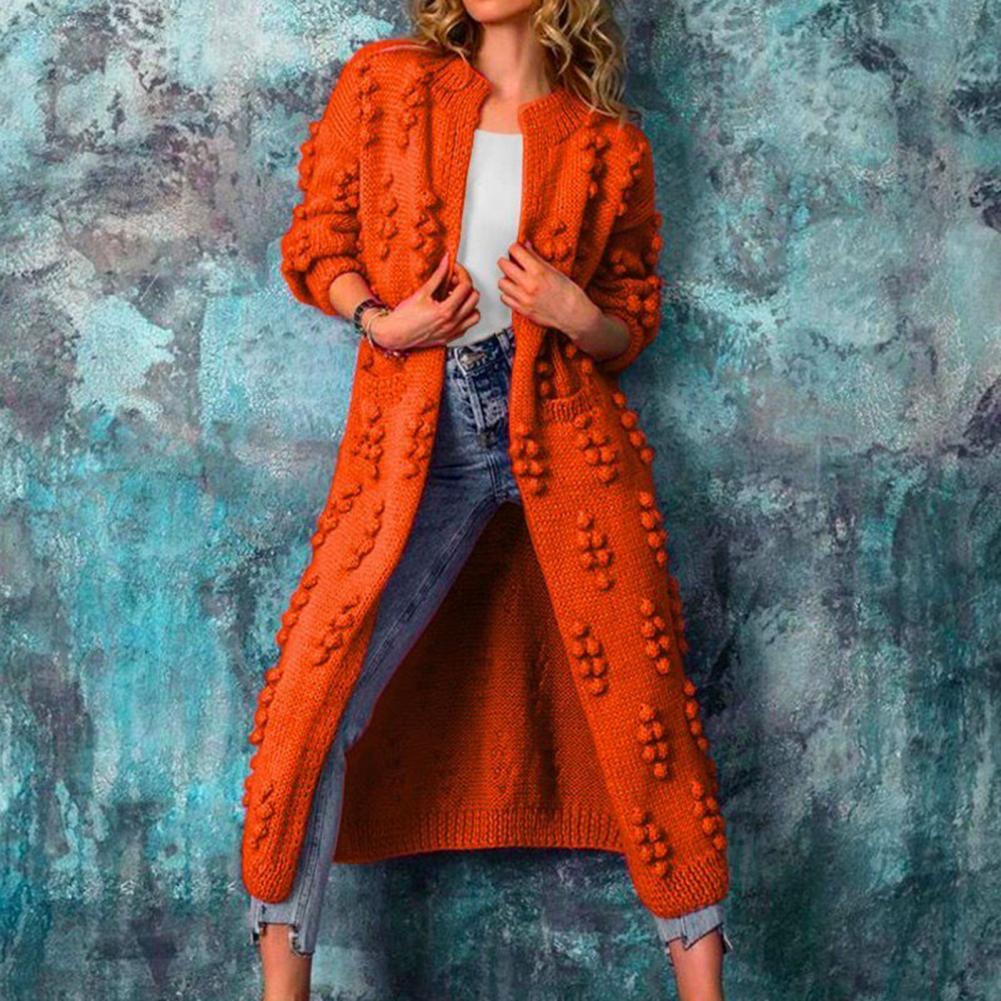 Cardigan texturé long ouvert pour femme