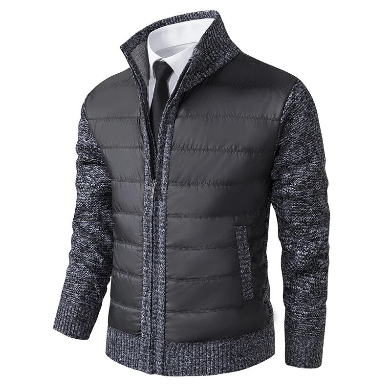 Veste zippée matelassée pour homme avec manches en tricot