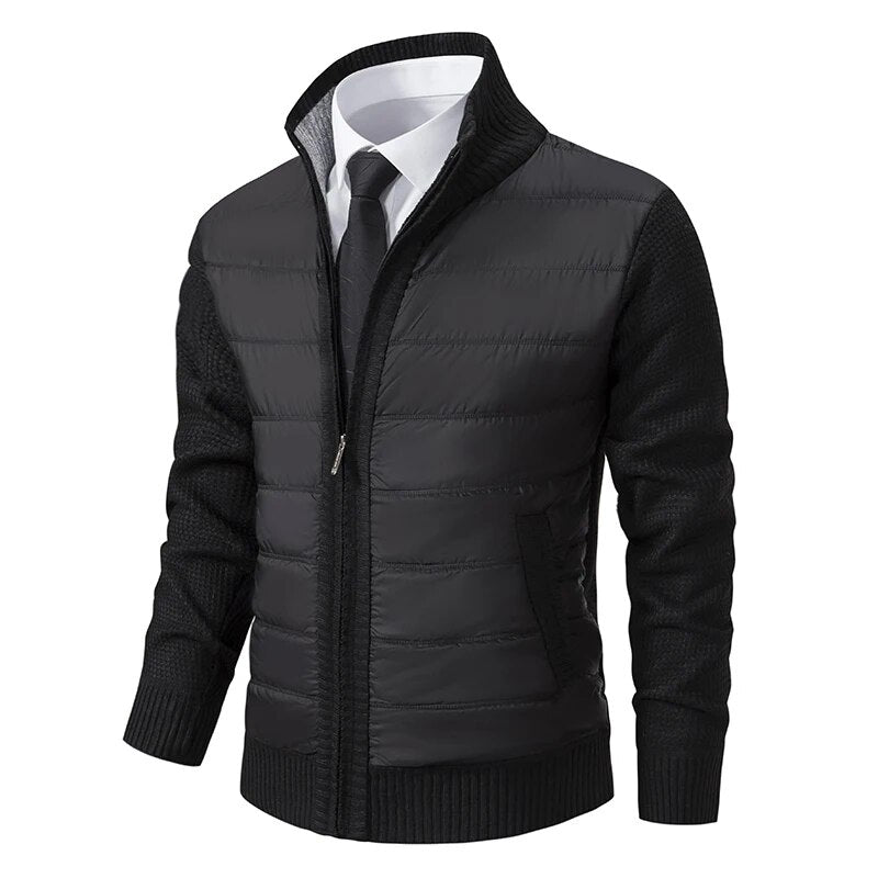 Veste zippée matelassée pour homme avec manches en tricot