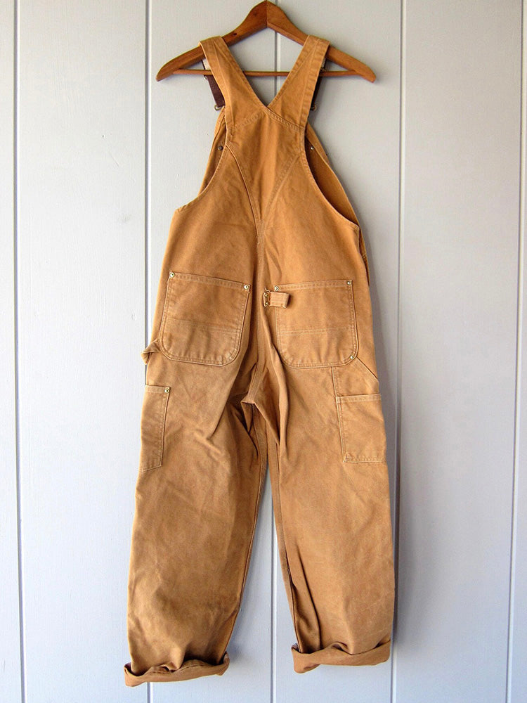 Canvas Dungarees with Adjustable Straps and Utility Pockets