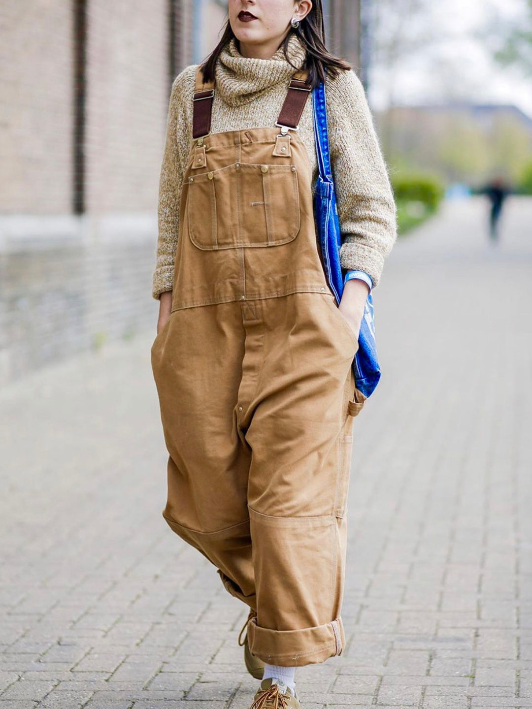 Canvas Dungarees with Adjustable Straps and Utility Pockets