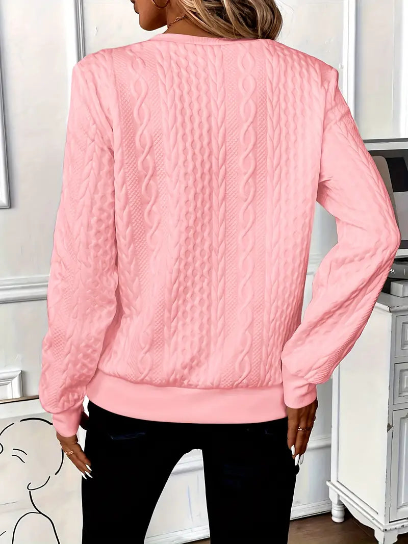 Women's Cable Knit Quarter Zip Pullover Sweatshirt