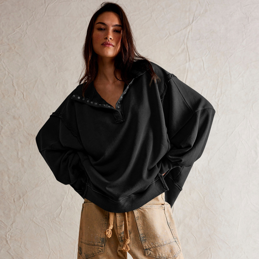 Sweat-shirt oversize à col pour femme