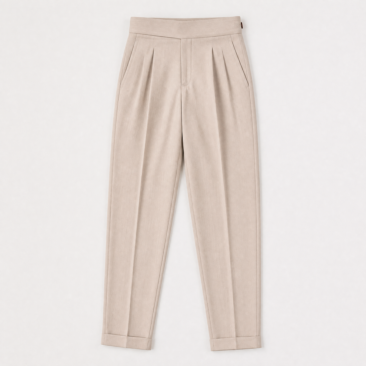 Pantalon fuselé plissé pour homme avec bas retourné