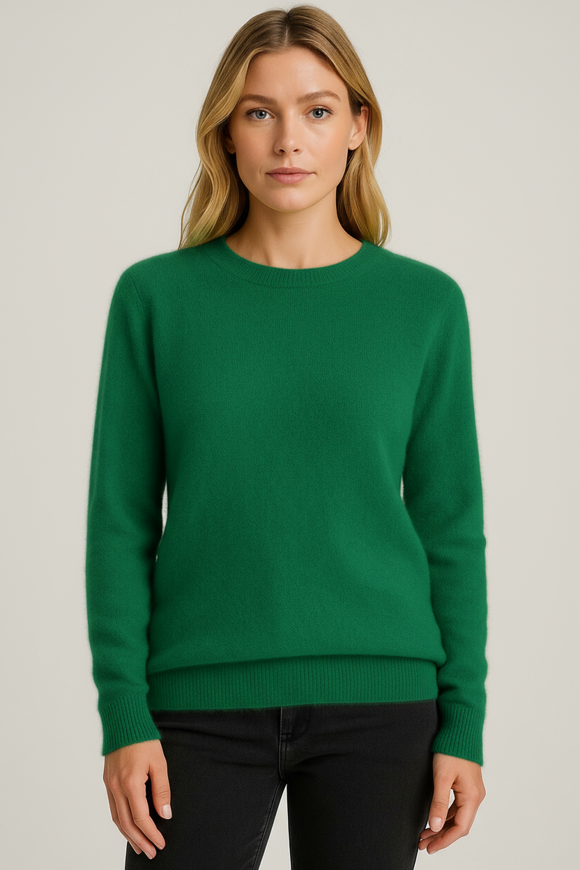Pull classique en cachemire à col rond pour femmes
