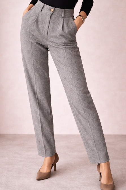 Pantalon de tailleur droit taille haute pour femme