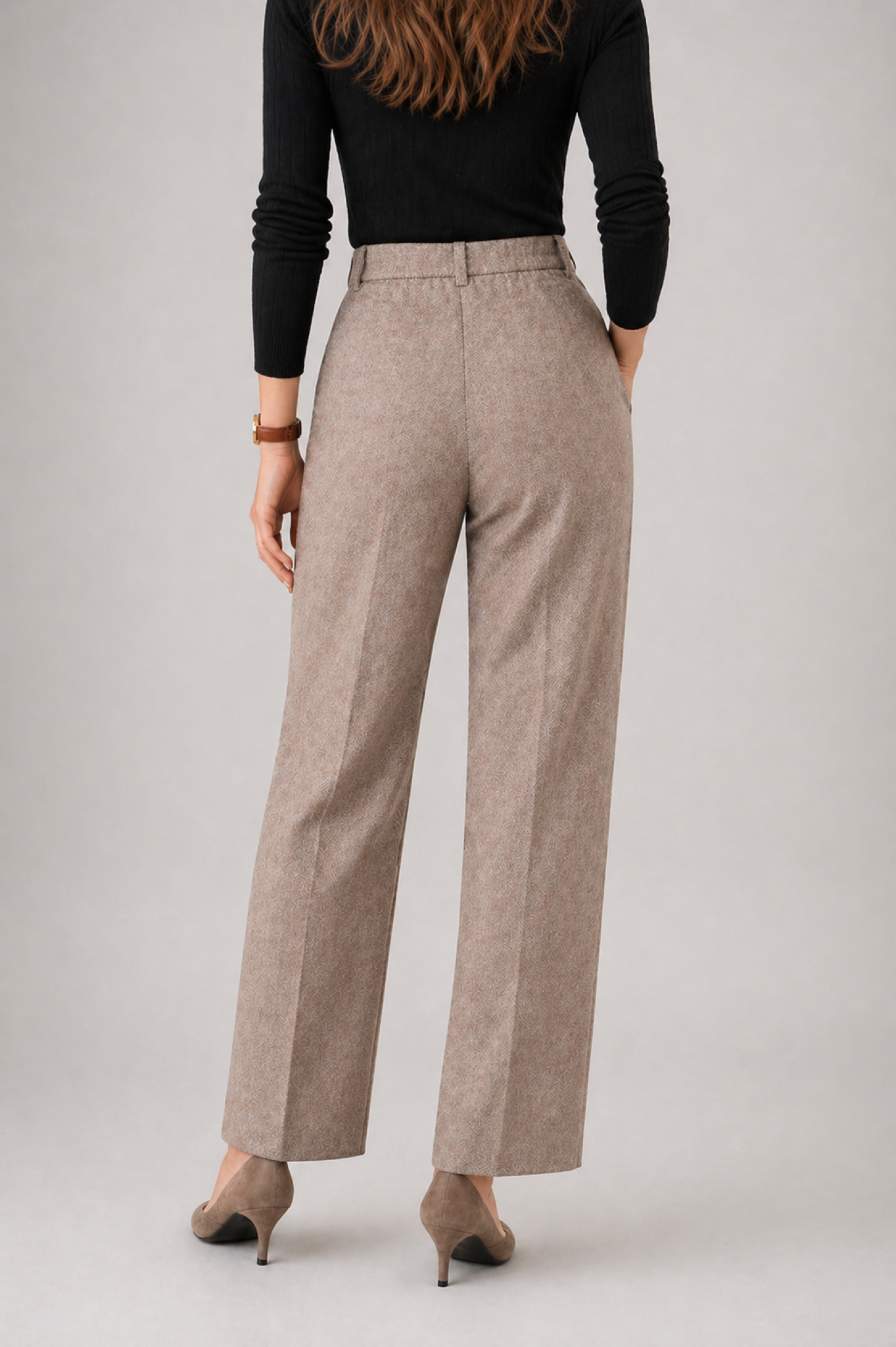 Pantalon de tailleur droit taille haute pour femme
