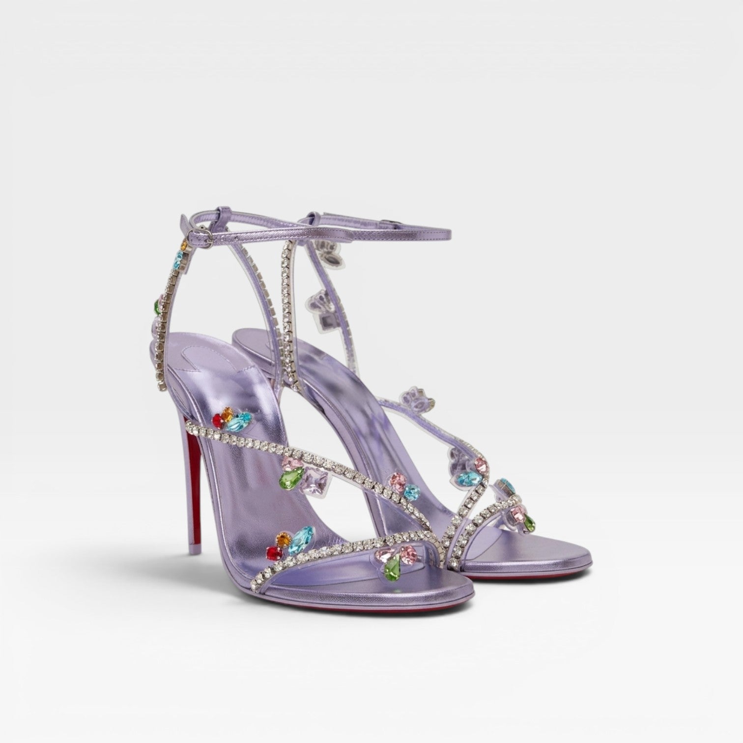 Stiletto Sandals with Crystal Vine Ankle Strap