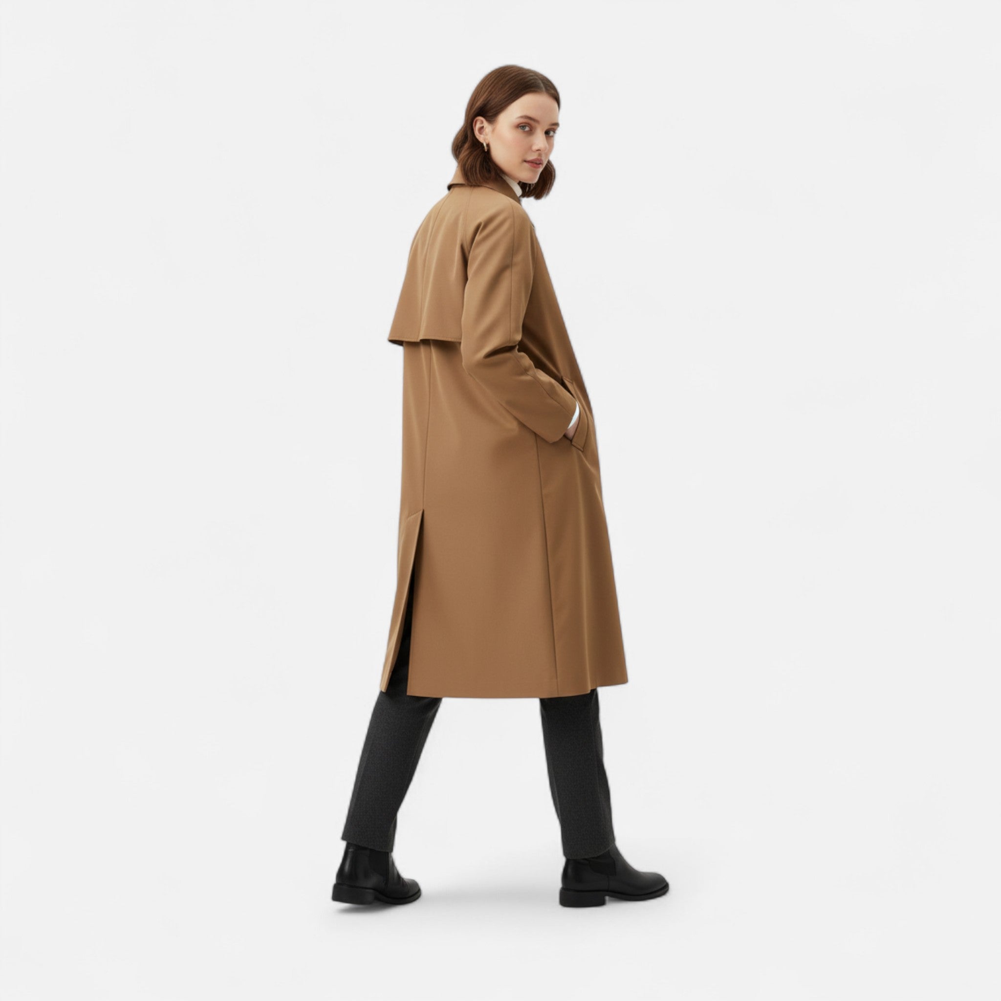 Women’s Longline Button-Front Car Coat