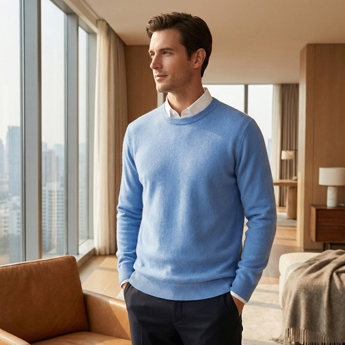 Men's Cashmere Crew Neck Jumper | Long Sleeve Pullover