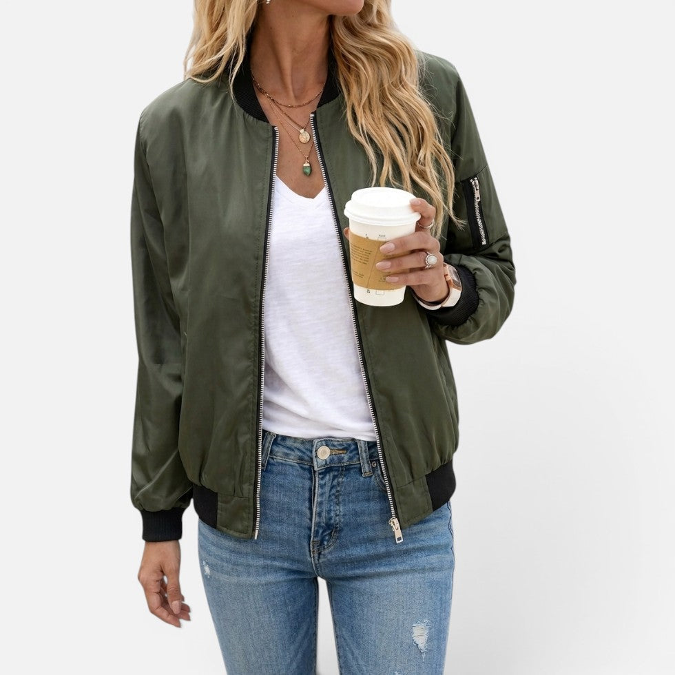 Blouson bomber femme léger à fermeture zippée