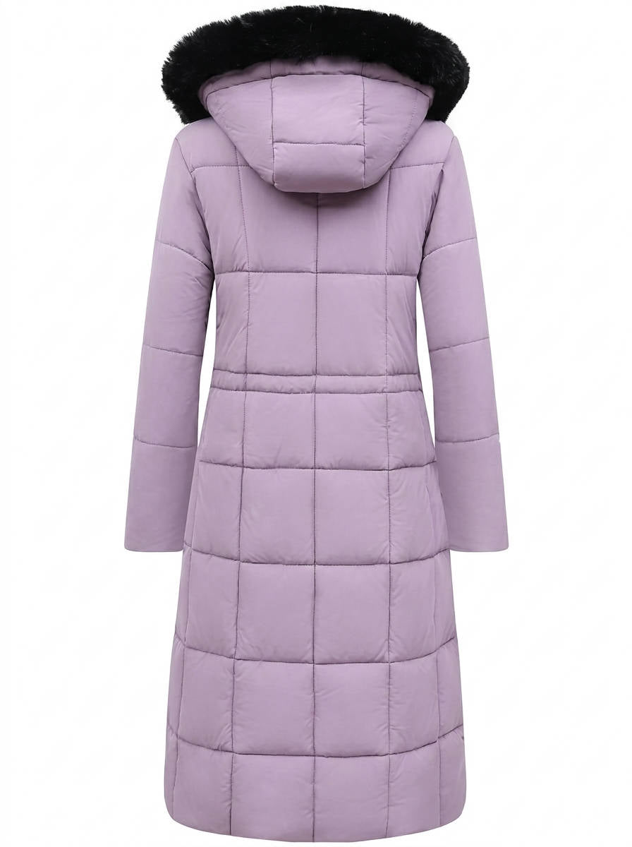 Women's Long Waterproof Winter Parka with Faux Fur Hood