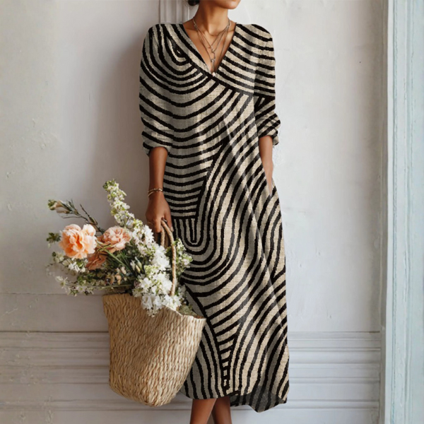 Floral Print Midi Dress with V-Neckline