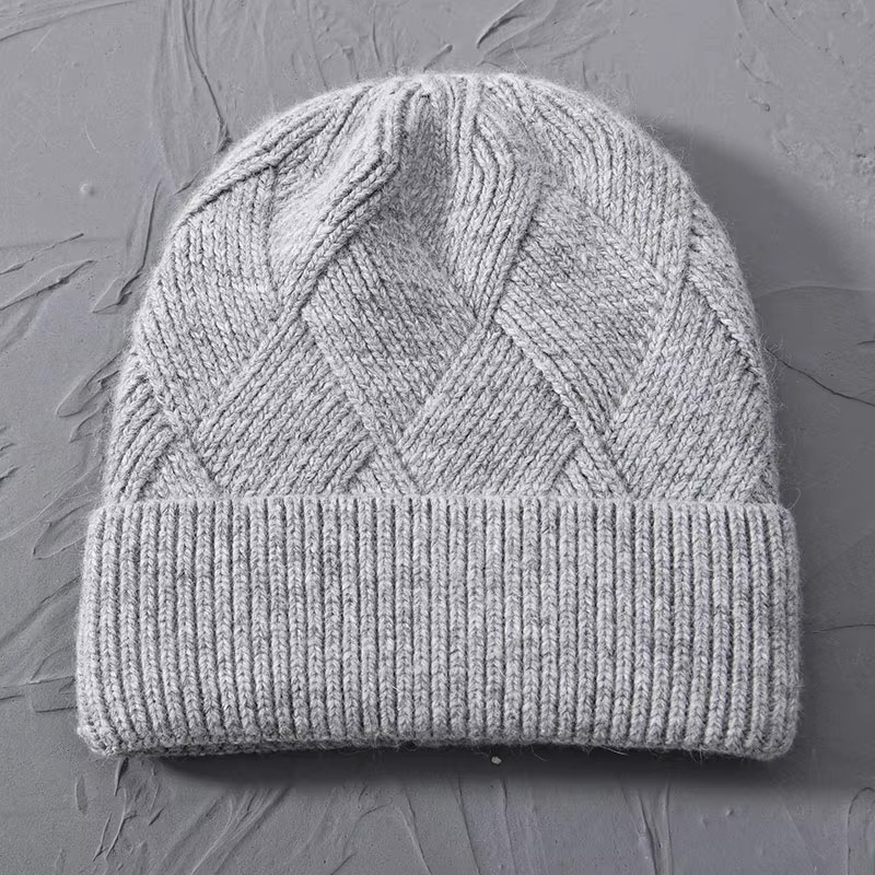 Cashmere Beanie Hat with Faux Fur Pom Pom