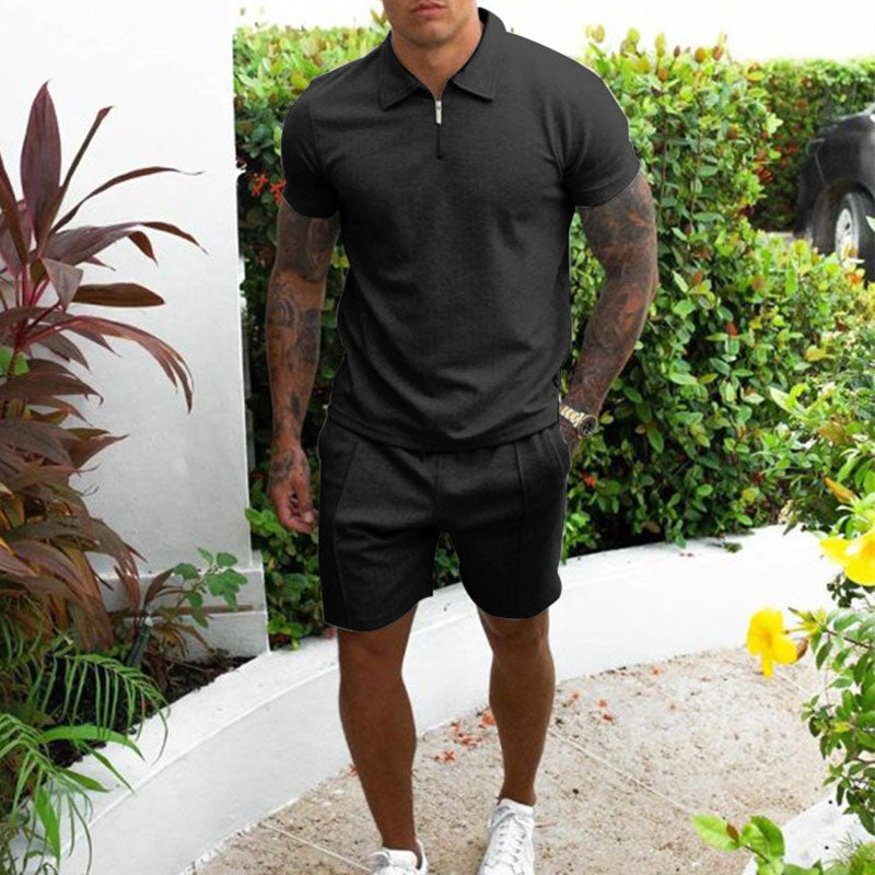 Zip Polo Co-Ord Set with Shorts