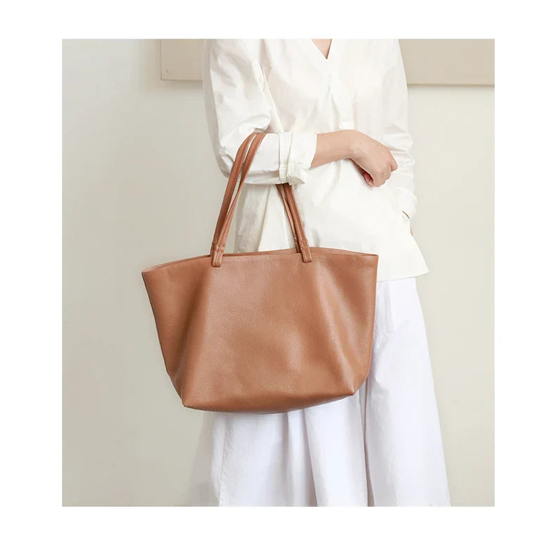 Tote Bag in Pebbled Faux Leather with Structured Top Handles
