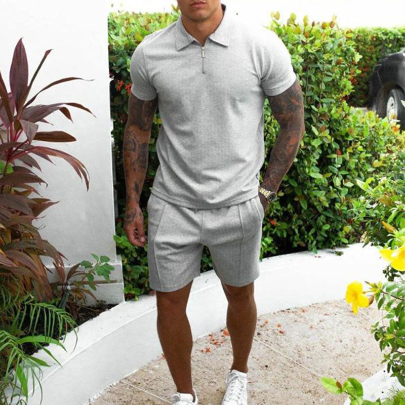 Zip Polo Co-Ord Set with Shorts