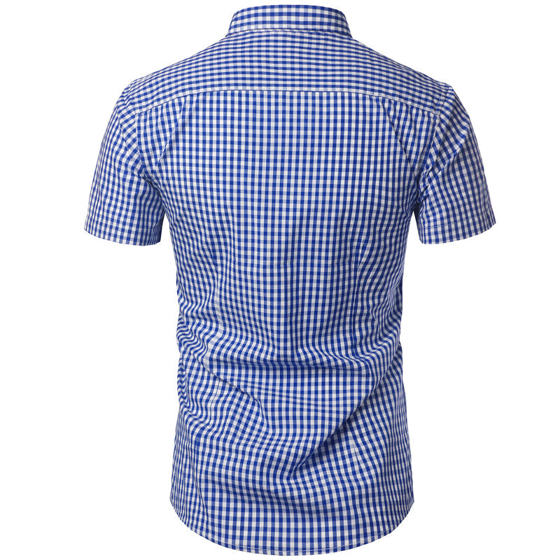 Men's Gingham Short Sleeve Shirt with Chest Pocket