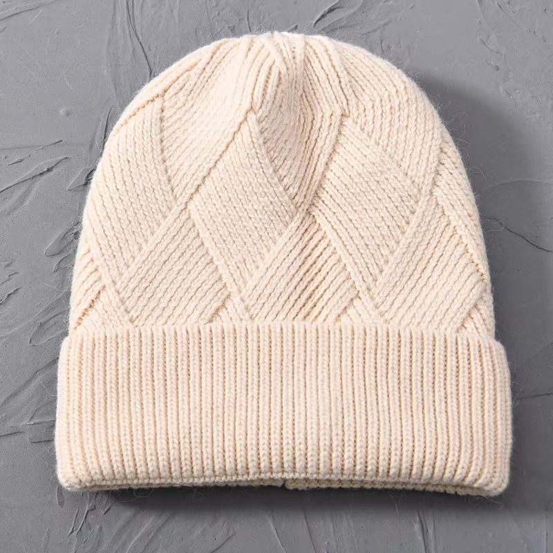 Cashmere Beanie Hat with Faux Fur Pom Pom