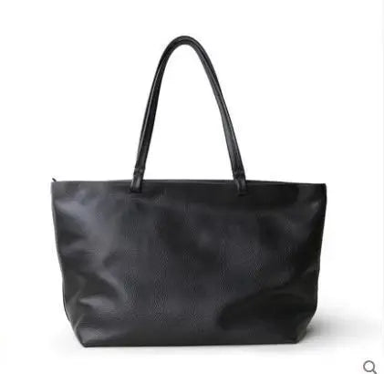 Tote Bag in Pebbled Faux Leather with Structured Top Handles