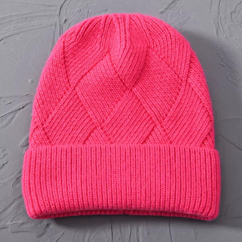 Cashmere Beanie Hat with Faux Fur Pom Pom